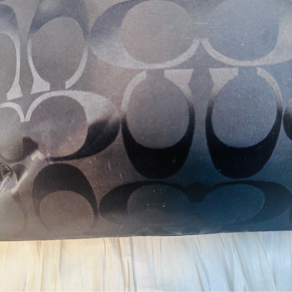 COACH MONOGRAM SIGNATURE NYLON BLACK LARGE TOTE BAG - Picture 8 of 16